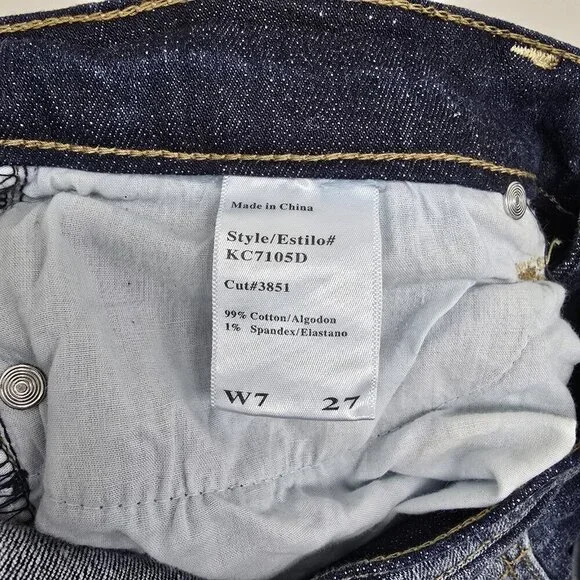 NEW Kancan Jeans Womens Sz 27 Cuffed Mid Rise Skinny Stretch Blue KC7105D NWT - Picture 8 of 12